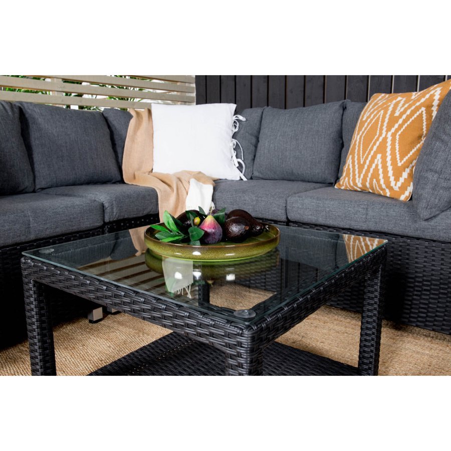 VENTURE DESIGN Vamos modul sofast - gr hynder, glas, sort polyrattan og aluminium