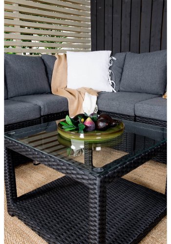 VENTURE DESIGN Vamos modul sofast - gr hynder, glas, sort polyrattan og aluminium