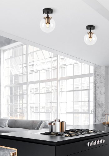 LUMI Atmaca loftlampe - glas og sort metal