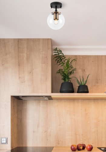 LUMI Atmaca loftlampe - glas og sort metal