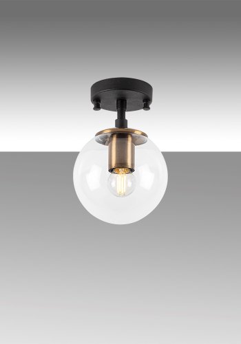 LUMI Atmaca loftlampe - glas og sort metal