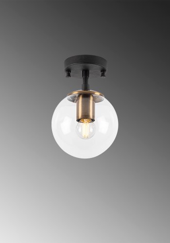 LUMI Atmaca loftlampe - glas og sort metal