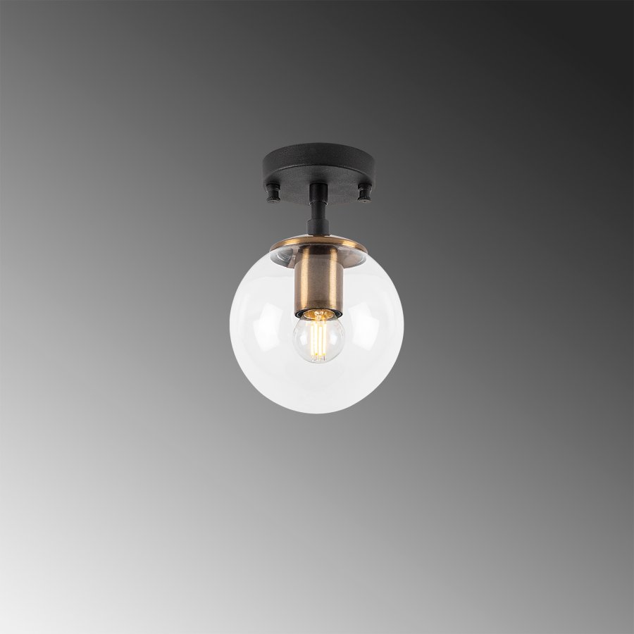 LUMI Atmaca loftlampe - glas og sort metal