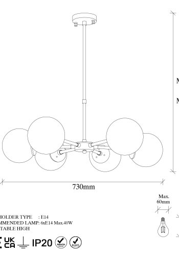 LUMI Zenovia lysekrone -942FLG1164