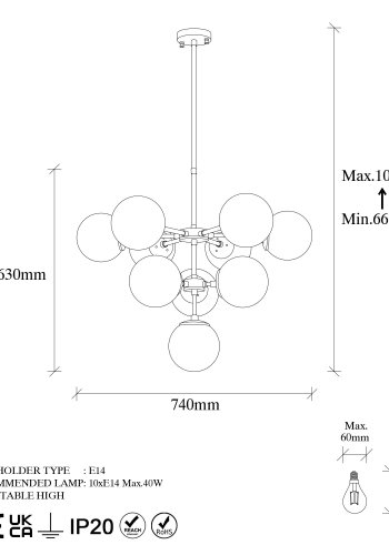 LUMI Auxerre lysekrone -942FLG1166