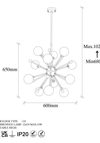 LUMI Leiria lysekrone -942FLG1268