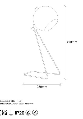 LUMI Odivelas bordlampe -942FLG1804