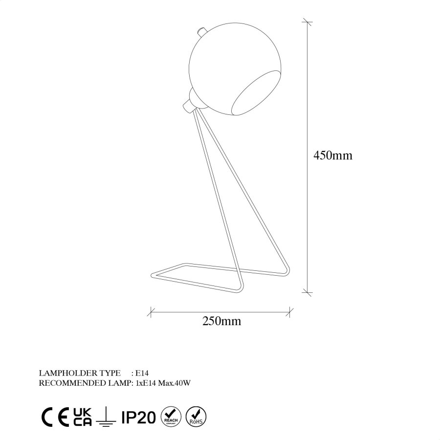 LUMI Odivelas bordlampe -942FLG1804