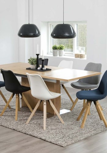 ACT NORDIC Dima spisebordsstol - hvid plast, tr, lder PU hynde