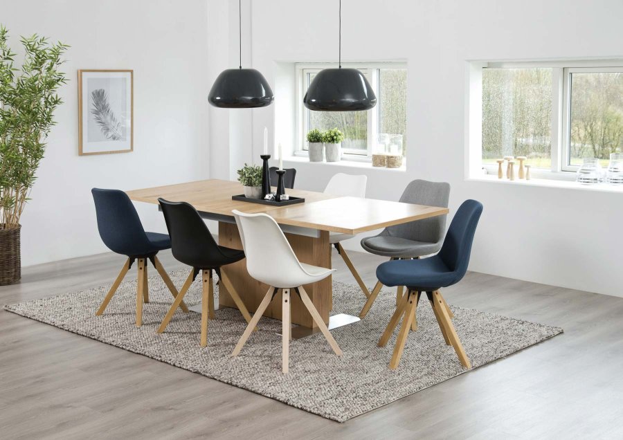 ACT NORDIC Dima spisebordsstol - hvid plast, tr, lder PU hynde