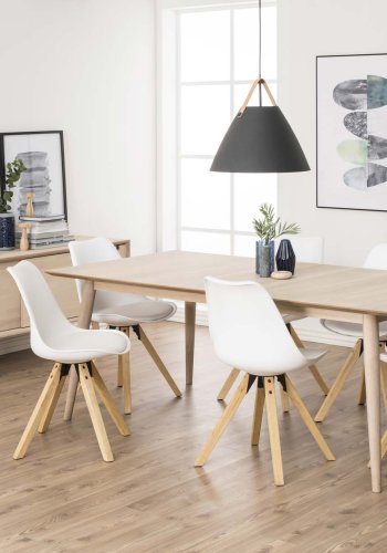 ACT NORDIC Dima spisebordsstol - hvid plast, tr, lder PU hynde