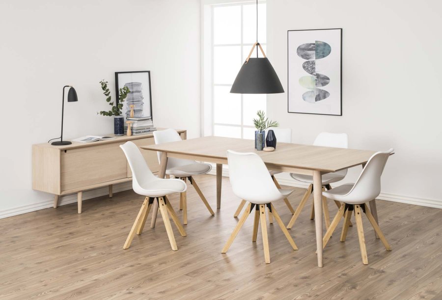 ACT NORDIC Dima spisebordsstol - hvid plast, tr, lder PU hynde