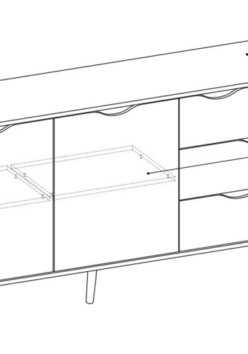 TVILUM Delta sknk - hvid/egestruktur, m. 2 lger og 3 skuffer