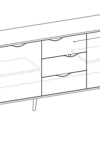 TVILUM Delta sknk - hvid/egestruktur, m. 3 lger og 3 skuffer