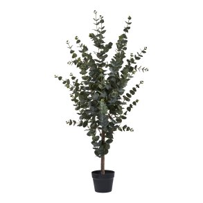 HOUSE NORDIC Eukalyptus tr kunstig plante - grn PE plastik, polyester, stltrd, cement (H:120cm)