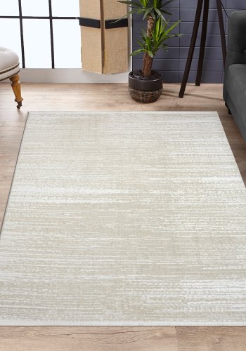 TEPPI Jasmine 1452 Hall gulvtppe, rektangulr - beige og hvid polyester (80x150)