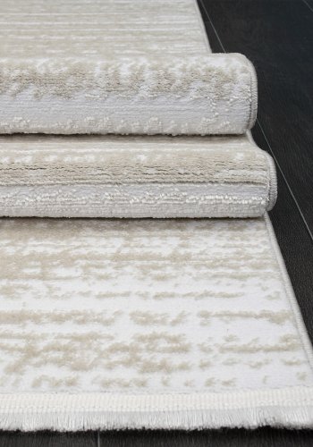 TEPPI Jasmine 1452 gulvtppe, rektangulr - beige og hvid polyester (120x170)