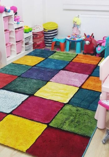 TEPPI Renkli gulvtppe m. tern, rektangulr - multifarvet polypropylen (200x290)