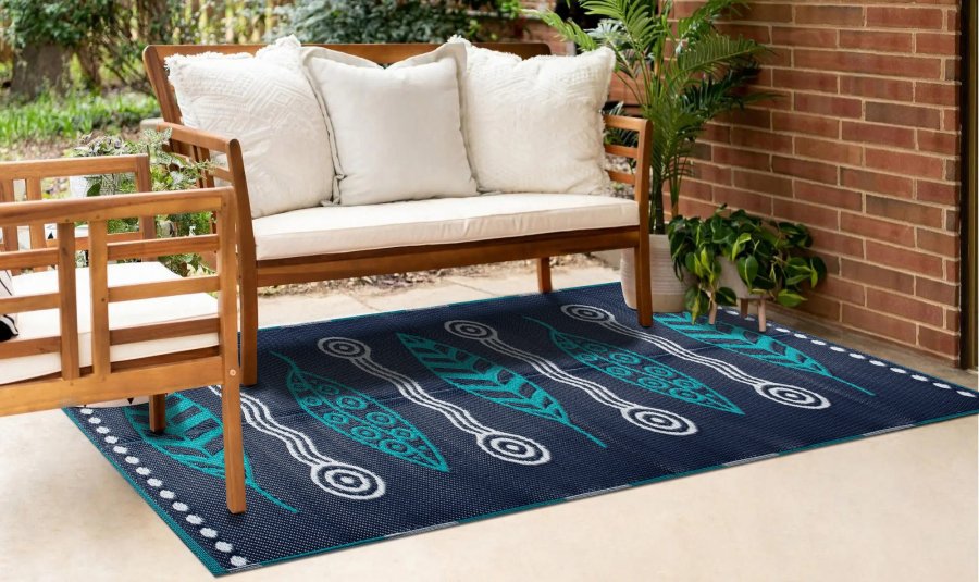 NORDVÄRK Savana 8809 udendrs gulvtppe, rektangulr - grn polypropylen (150x210)