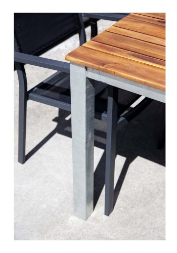 VENTURE DESIGN rektangulr Zenia havebord - natur akacietr og zink stl (200x100)