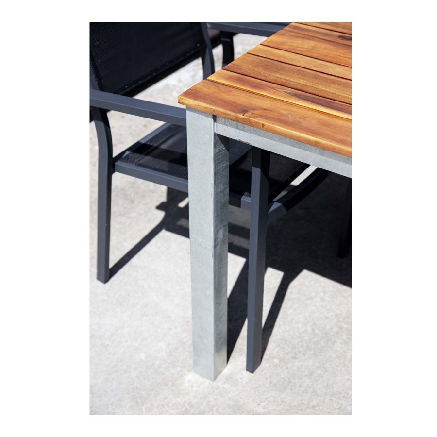 VENTURE DESIGN rektangulr Zenia havebord - natur akacietr og zink stl (200x100)