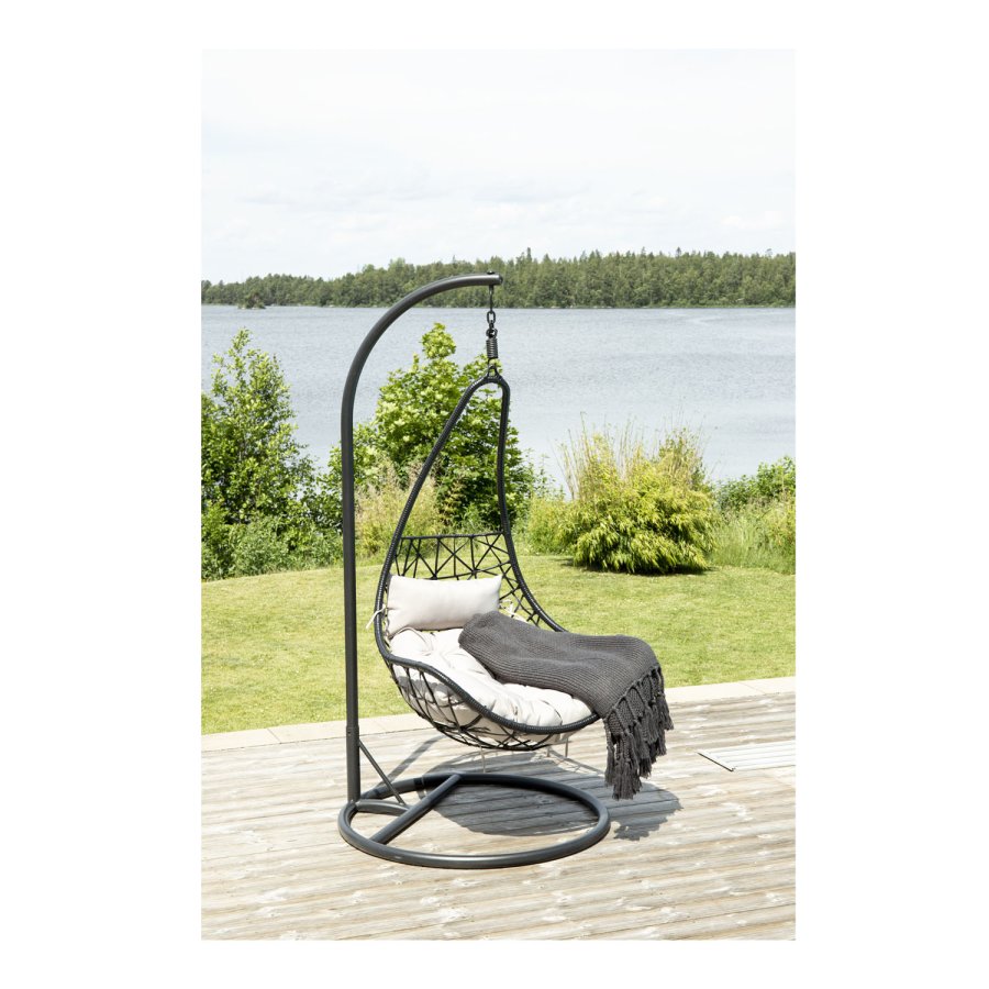 VENTURE DESIGN Vide udendrs hngestol m. hynder - gr stof, sort rattan og stl