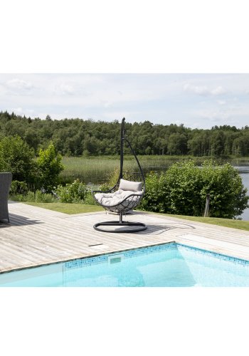 VENTURE DESIGN Vide udendrs hngestol m. hynder - gr stof, sort rattan og stl
