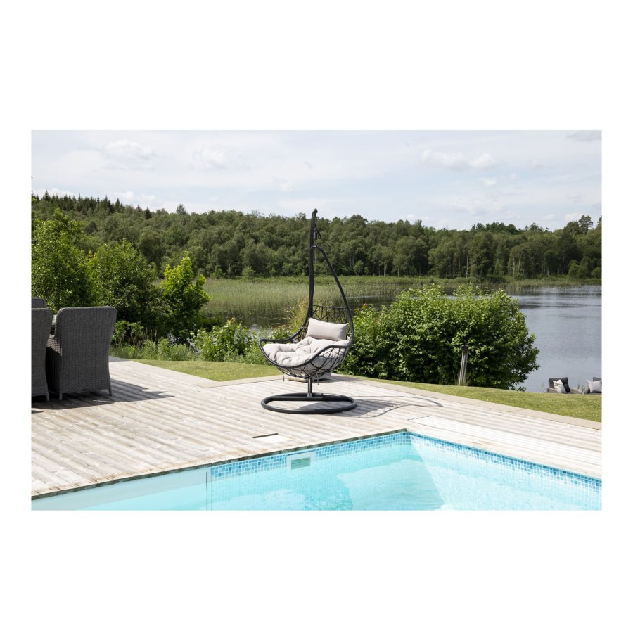 VENTURE DESIGN Vide udendrs hngestol m. hynder - gr stof, sort rattan og stl