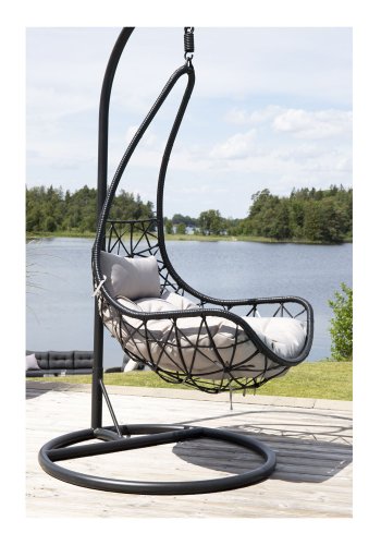 VENTURE DESIGN Vide udendrs hngestol m. hynder - gr stof, sort rattan og stl