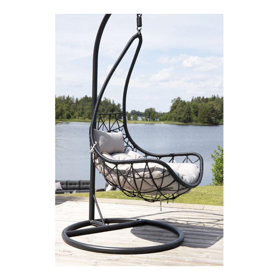 VENTURE DESIGN Vide udendrs hngestol m. hynder - gr stof, sort rattan og stl