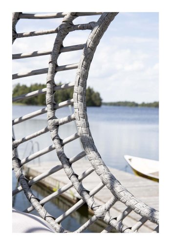 VENTURE DESIGN Viga dobbelt udendrs hngestol m. hynder - gr stof og rattan, sort stl