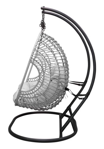 VENTURE DESIGN Viga dobbelt udendrs hngestol m. hynder - gr stof og rattan, sort stl