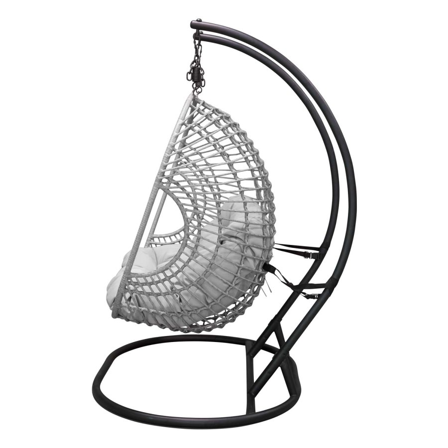 VENTURE DESIGN Viga dobbelt udendrs hngestol m. hynder - gr stof og rattan, sort stl