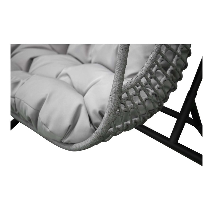 VENTURE DESIGN Viga dobbelt udendrs hngestol m. hynder - gr stof og rattan, sort stl