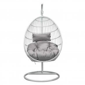 VENTURE DESIGN Viga udendrs hngestol m. gr stofhynde - hvid rattan og stl