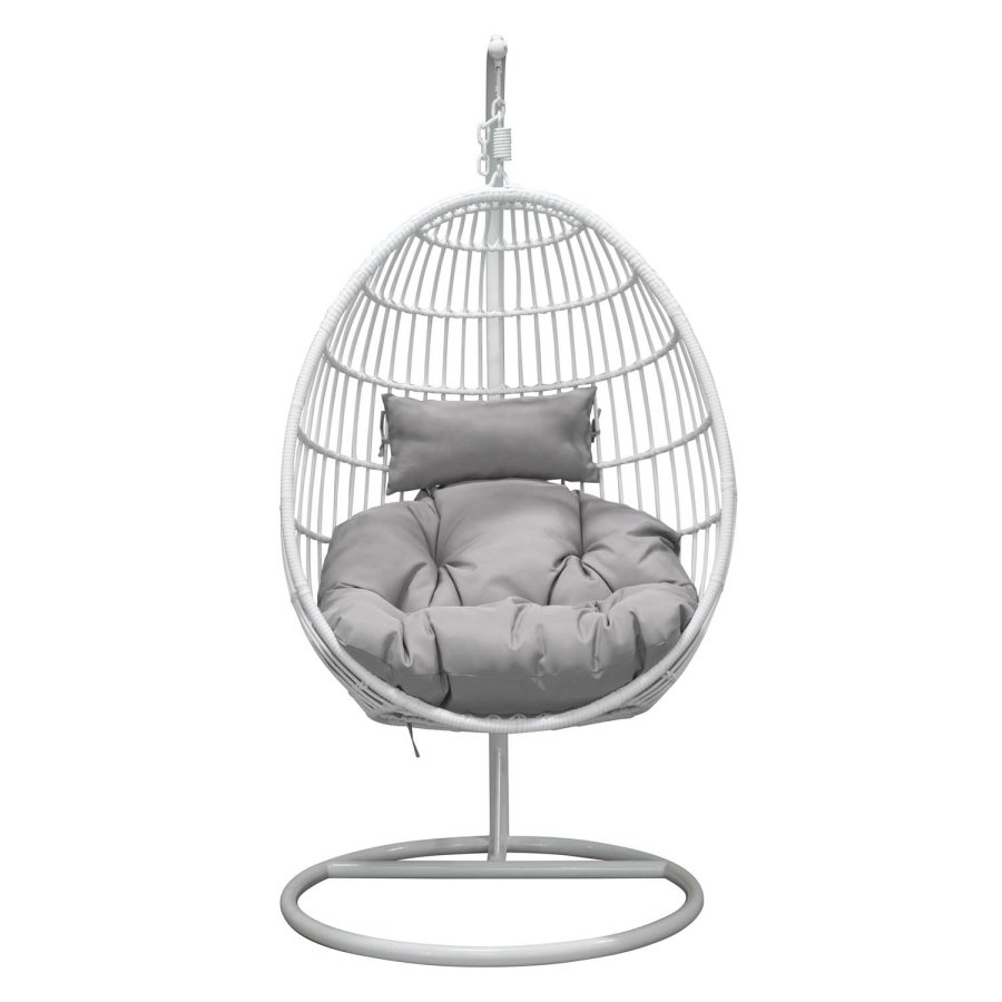 VENTURE DESIGN Viga udendrs hngestol m. gr stofhynde - hvid rattan og stl