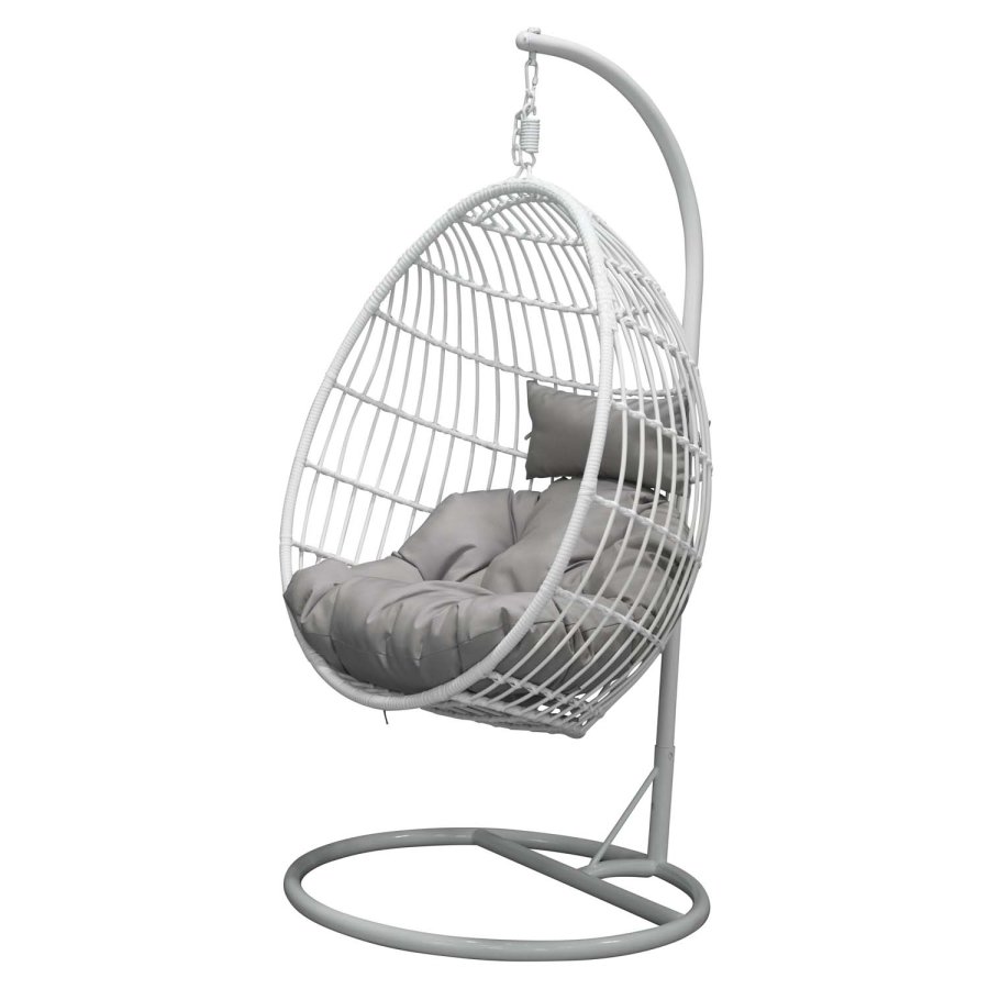 VENTURE DESIGN Viga udendrs hngestol m. gr stofhynde - hvid rattan og stl