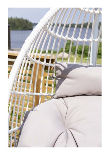 VENTURE DESIGN Viga udendrs hngestol m. gr stofhynde - hvid rattan og stl