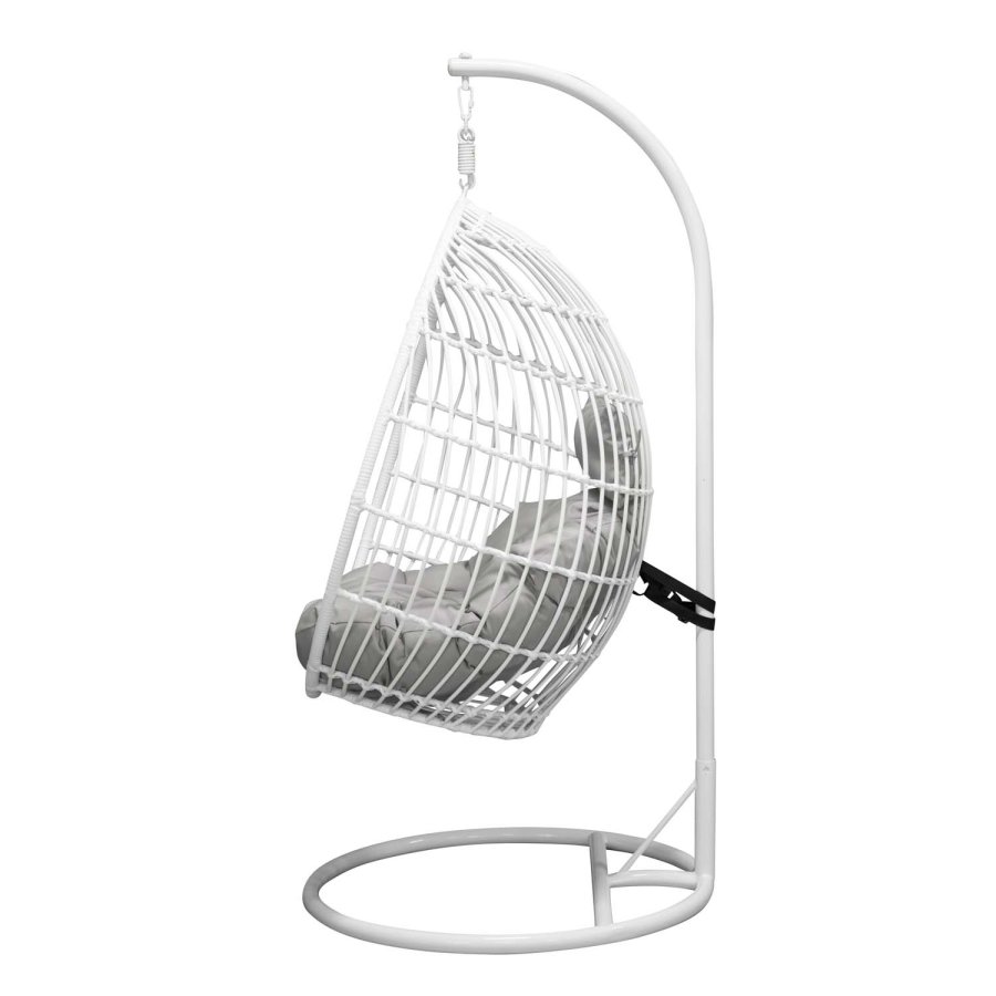 VENTURE DESIGN Viga udendrs hngestol m. gr stofhynde - hvid rattan og stl