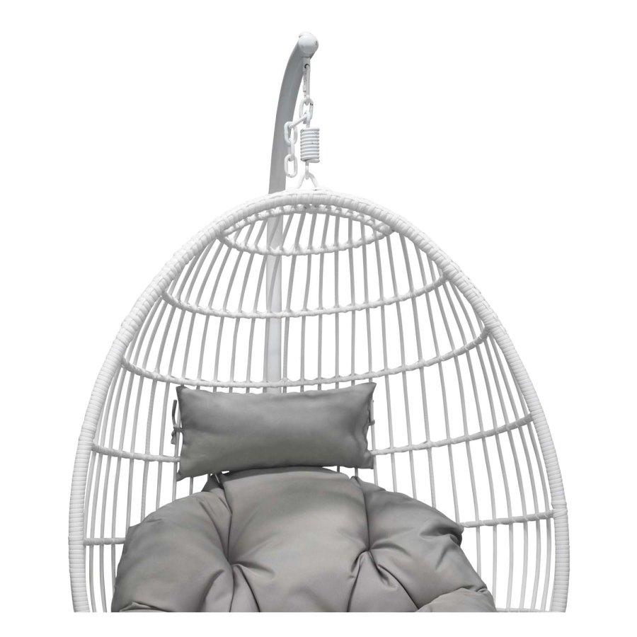 VENTURE DESIGN Viga udendrs hngestol m. gr stofhynde - hvid rattan og stl