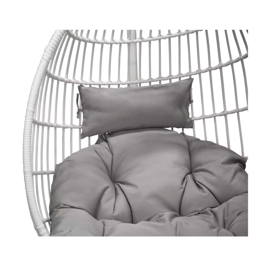 VENTURE DESIGN Viga udendrs hngestol m. gr stofhynde - hvid rattan og stl