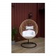 VENTURE DESIGN rund Viga udendrs hngestol m. hynde - offwhite stof, natur rattan og sort stl