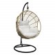 VENTURE DESIGN rund Viga udendrs hngestol m. hynde - offwhite stof, natur rattan og sort stl