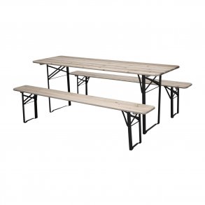 VENTURE DESIGN Guniess foldehavebord og havebnke - natur tr og sort metal 