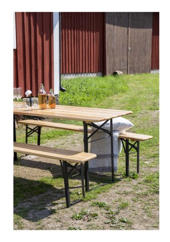 VENTURE DESIGN Guniess foldehavebord og havebnke - natur tr og sort metal 