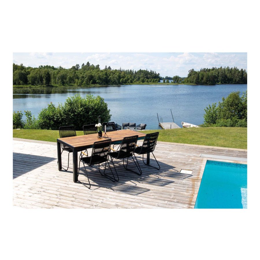 VENTURE DESIGN rektangulr Bois havebord- natur akacietr og sort aluminium (200x100)