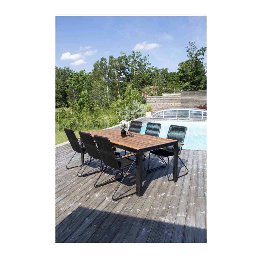 VENTURE DESIGN rektangulr Bois havebord- natur akacietr og sort aluminium (200x100)