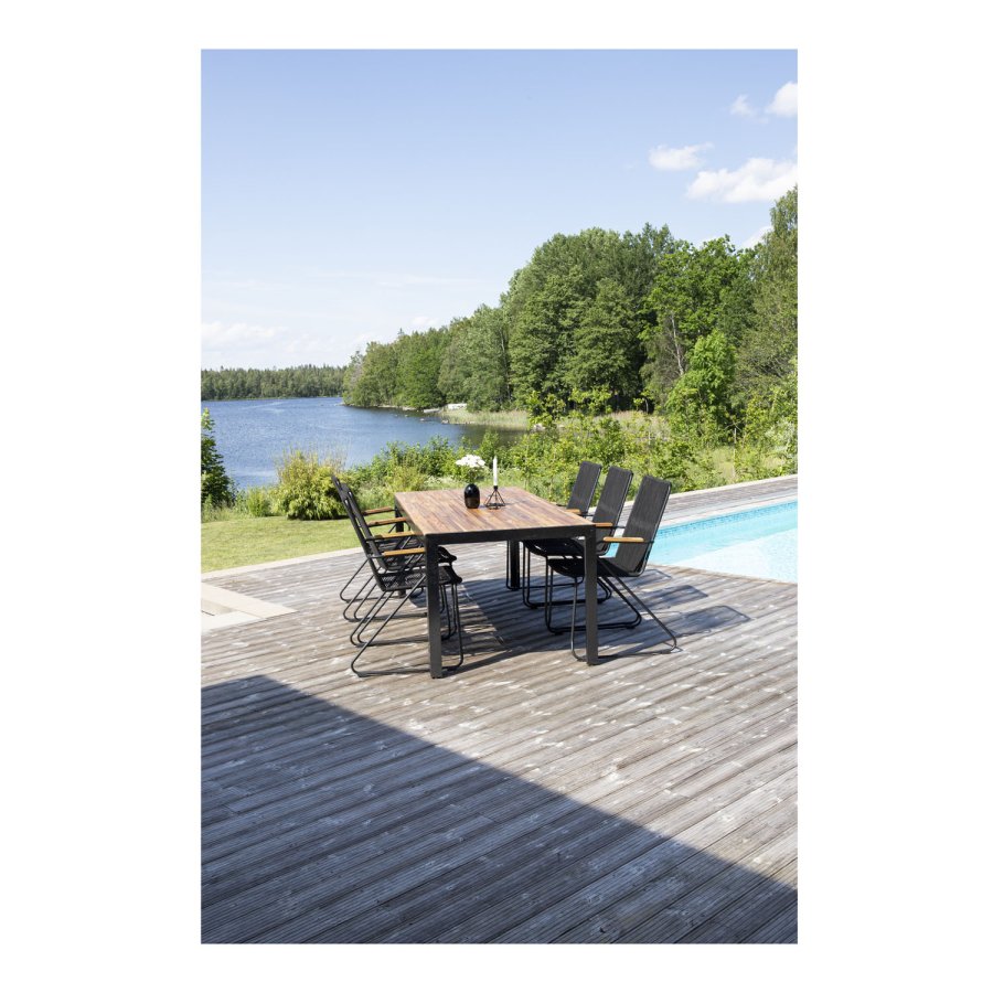 VENTURE DESIGN rektangulr Bois havebord- natur akacietr og sort aluminium (200x100)
