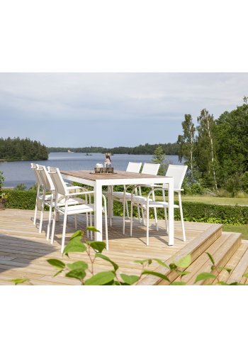VENTURE DESIGN rektangulr Bois havebord - natur akacietr og hvid aluminium (200x100)