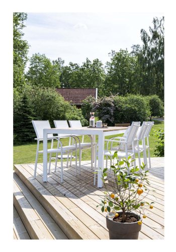 VENTURE DESIGN rektangulr Bois havebord - natur akacietr og hvid aluminium (200x100)